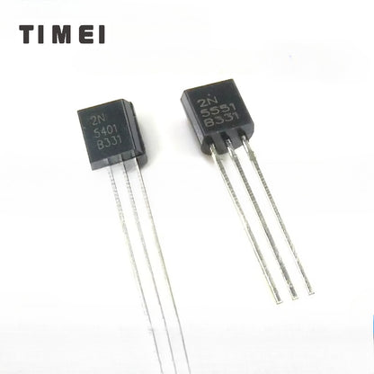 50pcs 2N5551 2N5401 NPN-PNP Complementary Pair TransistorsTO-92
