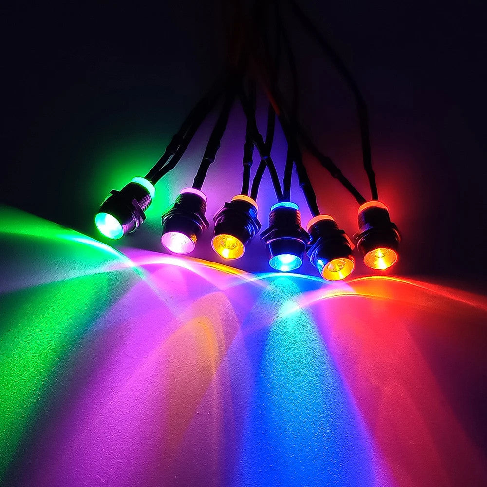 5Pcs 5mm LED with Wire Socket Pre-Wired LEDs Bulb 5V 12V 24V Emitting LED Diode with 20cm Wire Signal Indicator Lights 8mm Panel Mount