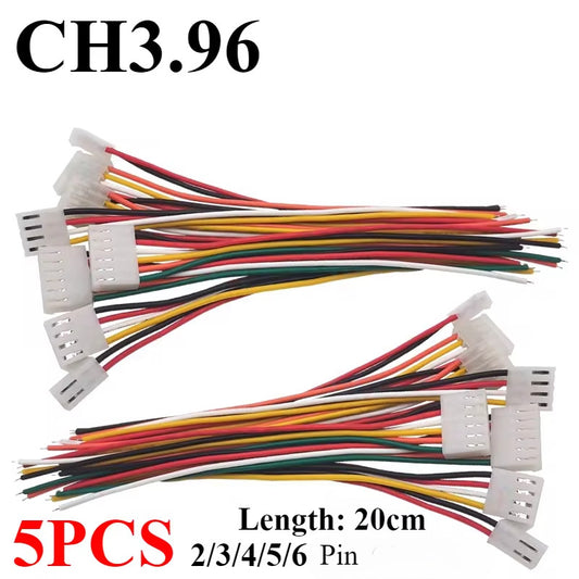 5Pcs LOT CH3.96 CH3.96mm Cable Plug Connector Tinned Copper Wire 2P 3P 4P 5P 6P Wire 20cm CH3.96 Pitch