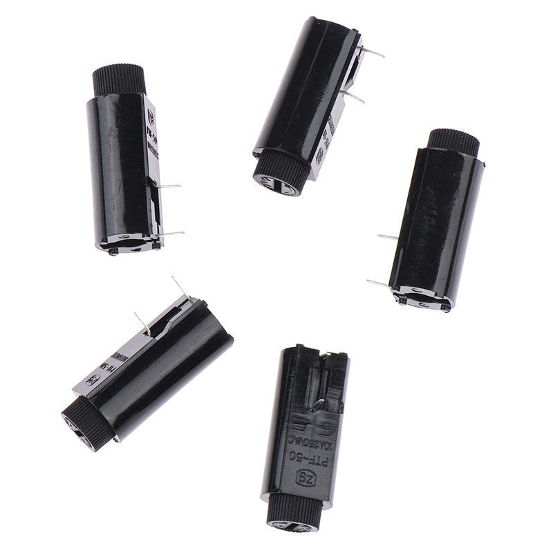 Fuse Holder PTF-45 PTF-50 for Glass Fuse Tube 5*20mm 10A250V PCB Panel Mounting Vertical/Horizontal High Temperature Resistance Fuse Boxes