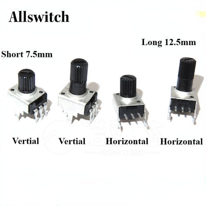 20Pcs RV09 Potentiometer 5K 10K 50K 100K Audio Potentiometer Adjustable Resistor 3pin Variable Resistors