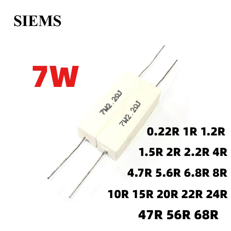 7W 5% Cement Resistor horizontal lead porcelain shell ceramic resistor 0.22R~68R