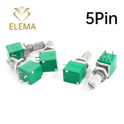 5PCS Industrial Switch RV097G RK097N Audio switch 3/5/6/8 pin B5K/B10K/B20K/B50K/B100K/B500K amplifier sealing potentiometer Shaft length 15mm
