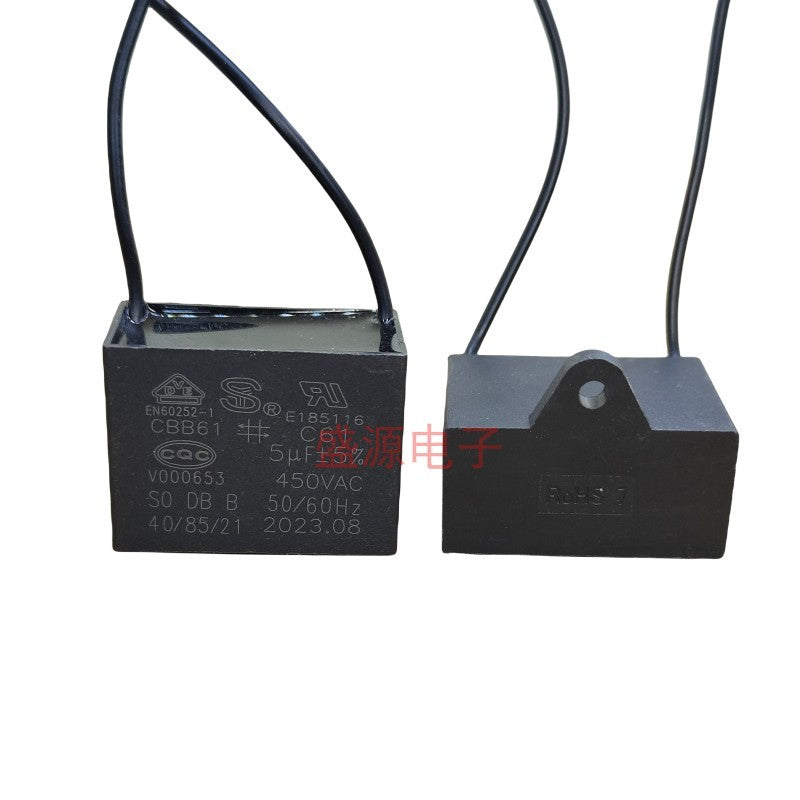 ‌Original CBB61 450V Capacitor 1UF 1.2UF 1.5UF 1.8UF 2UF 2.2UF 2.5UF 3UF 3.5UF 4UF 5UF 5.5UF 6UF 6.5UF 7UF 8UF 10UF for Fans, Range Hoods – Explosion-Proof Flame-Retardant