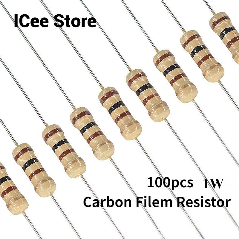 100Pcs Carbon Film Resistor 1W 5% 1R-1M 1R 10R 22R 47R 51R 100R 1K 2K 4.7K 10K 22K 47K 100K