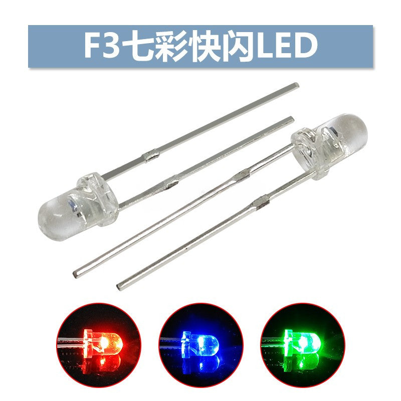50Pcs F3/F5 3mm/5mm Full-Color RGB LED Red/Blue/Green Tri-Color LED Diode Fast flash/Slow flash High-Brightness Energy-Efficient Diodes