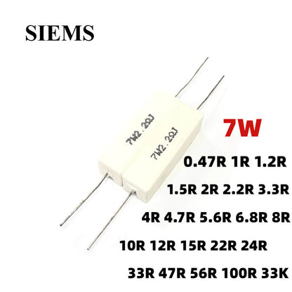7W 5% Cement Resistor Audio Resistor horizontal lead porcelain shell ceramic resistor 0.47R/1R~33K