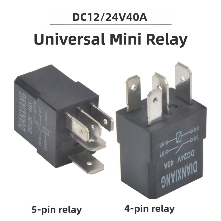 Universal Automotive Relay 4Pin 5Pin 40A 12V 24V with Socket Relay for Car Fuel Pump, Spray Lights, Air Conditioning Fan, Fog Lights and Electrical Systems