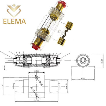 Auto Car Fuse Holder Block 10A/20A/30A/60A/80A/100A 10*38mm AGU Fuse Holder Audio In Line AMP Amplifier Gold Plated Fuse Holder