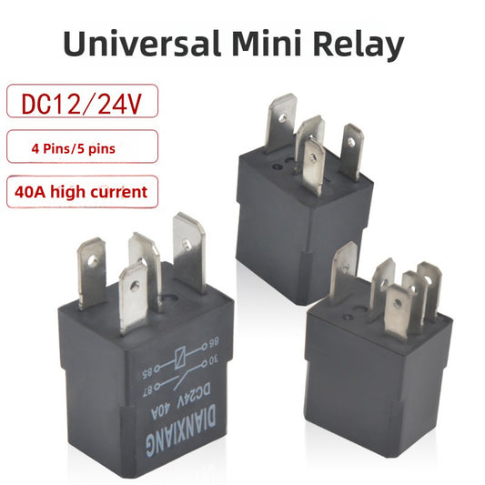Universal Automotive Relay 4Pin 5Pin 40A 12V 24V with Socket Relay for Car Fuel Pump, Spray Lights, Air Conditioning Fan, Fog Lights and Electrical Systems