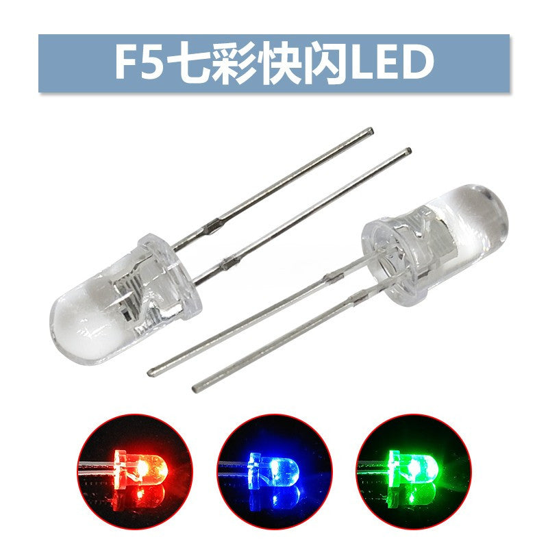 50Pcs F3/F5 3mm/5mm Full-Color RGB LED Red/Blue/Green Tri-Color LED Diode Fast flash/Slow flash High-Brightness Energy-Efficient Diodes
