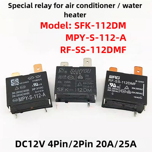 SFK-112DM-E Power Relay for Water Heater & Air Conditioning Compatible with Midea, Haier, Gree SFK-112DM SFK-112DM-E MPY-S-112-A RF-SS-112DMF 891WP-1A-C G4A-1A-E SFK-112DMP MPY-S-1