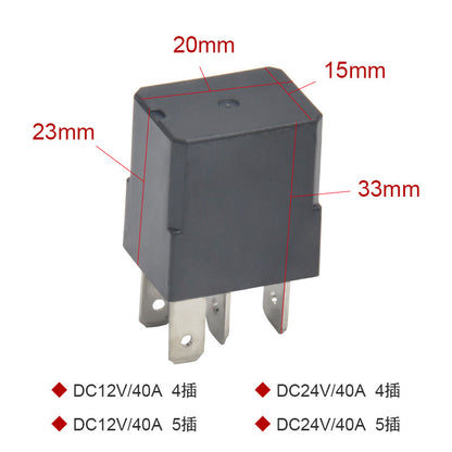 Universal Automotive Relay 4Pin 5Pin 40A 12V 24V with Socket Relay for Car Fuel Pump, Spray Lights, Air Conditioning Fan, Fog Lights and Electrical Systems
