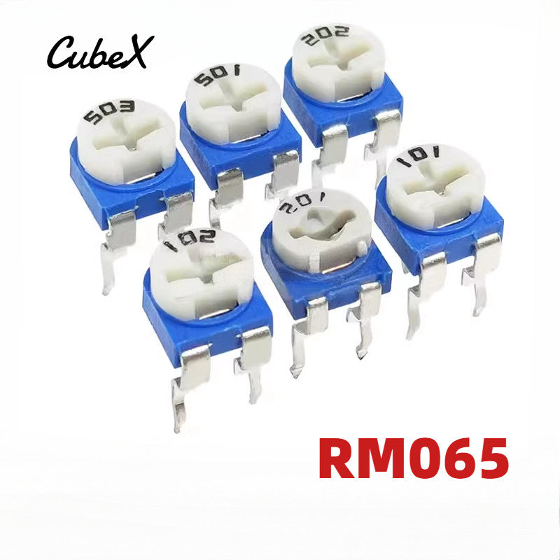 20Pcs RM065 Horizontal Blue White Potentiometer Precision Adjustable 100R 200R 500R 1K 2K 5K 10K 20K 50K 100K-1M