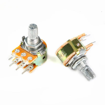 5Pcs WH148 Potentiometer 3Pin 6Pn Shaft Length 15mm Amplifier Dual Stereo Potentiometer 1K 2K 5K 10K 50K 100K 500K