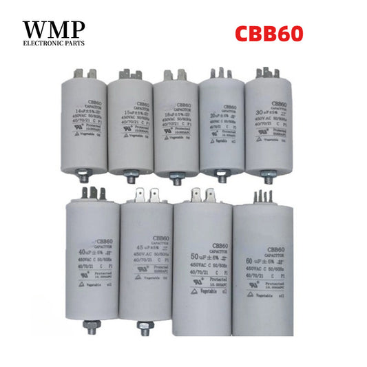 CBB60 Start Capacitor Motor Run Capacitor Start Water Pump Washer Air Pump 4 Plugs with Screws 450V 6uf 8uf 10uf 20uf 30uf 40uf 50uf 60uf 70uf 100uF