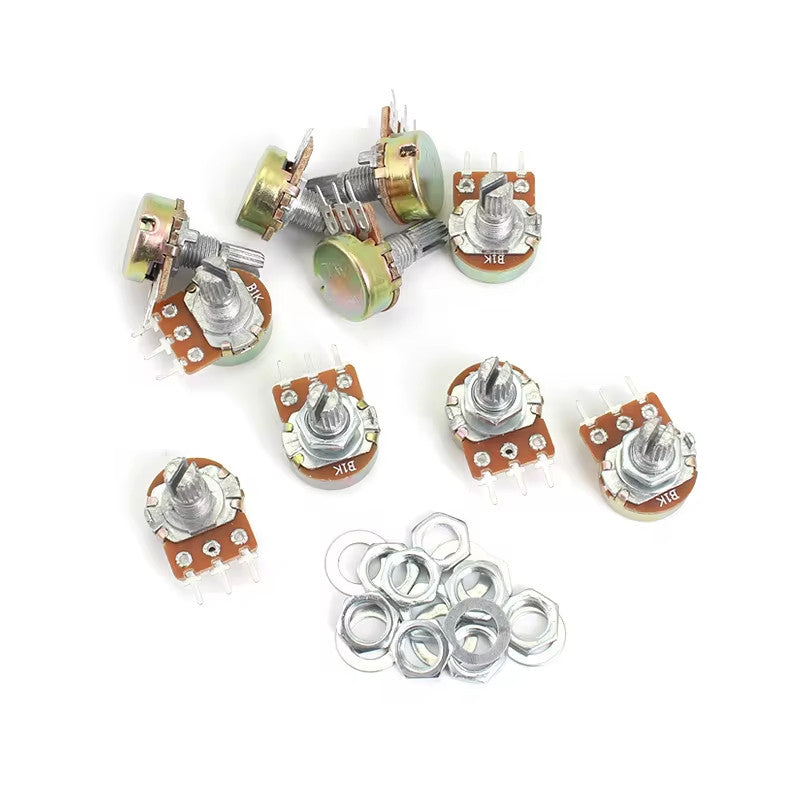 5Pcs WH148 Potentiometer 3Pin 6Pn Shaft Length 15mm Amplifier Dual Stereo Potentiometer 1K 2K 5K 10K 50K 100K 500K