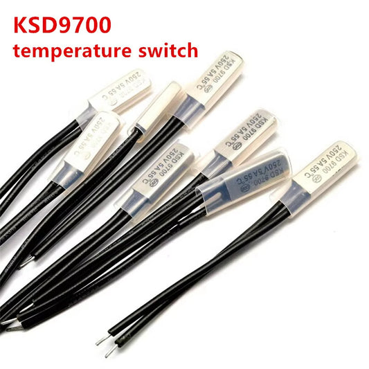 10/5Pcs KSD9700 Temperature Switch 250V5A Thermostat Thermal Switch Protector Fuse Normally Open Normally Closed 5A 250V 45C 55C 75C 80C 85C 90C 95C 100C 155C Degree
