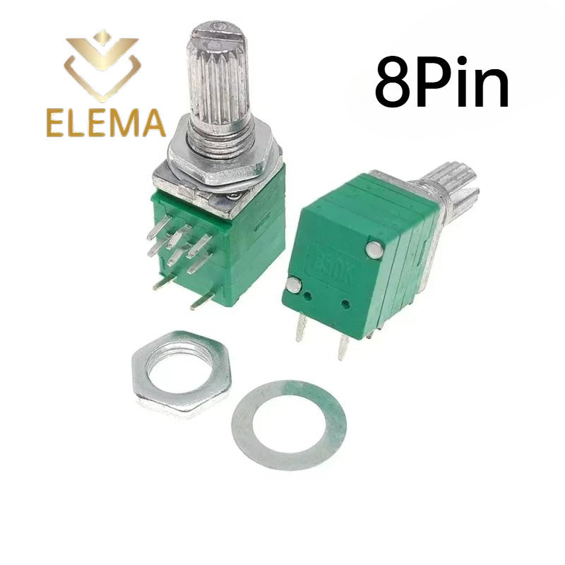 5PCS Industrial Switch RV097G RK097N Audio switch 3/5/6/8 pin B5K/B10K/B20K/B50K/B100K/B500K amplifier sealing potentiometer Shaft length 15mm