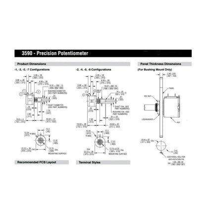 2/1Pcs 3590S Multiturn Potentiometer 500 1K 2K 5K 10K 20K 50K 100K Ohm Potentiometer Adjustable Resistor 3590 102 202 502 103