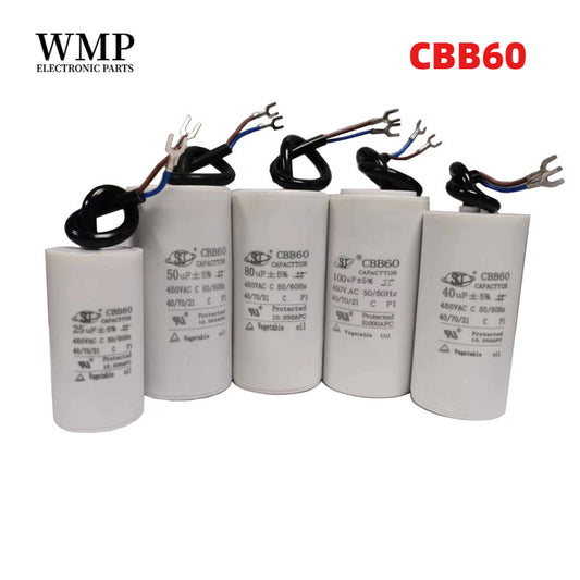 1 Piece CBB60 Motor Running Capacitor 450V Series AC Water Pump Startup Capacitors Start Motor Run 450VAC 3uF-100uF