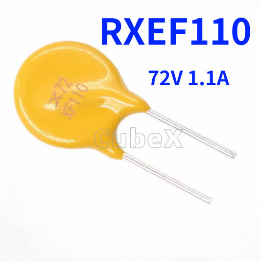 20Pcs RXEF110 X72XF110 Self-Resettable Fuse PPTC 1.1A 60V/72V DIP-Type Resettable Overcurrent Protection Component