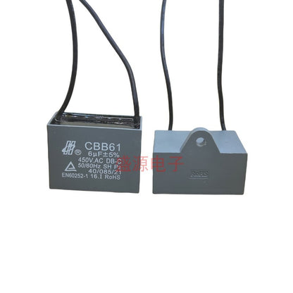 ‌Original CBB61 450V Capacitor 1UF 1.2UF 1.5UF 1.8UF 2UF 2.2UF 2.5UF 3UF 3.5UF 4UF 5UF 5.5UF 6UF 6.5UF 7UF 8UF 10UF for Fans, Range Hoods – Explosion-Proof Flame-Retardant