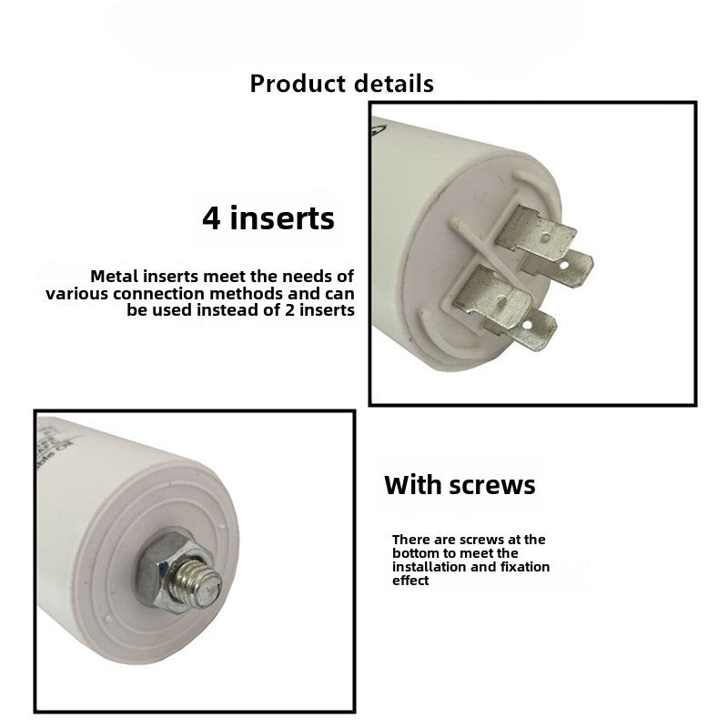 CBB60 Start Capacitor Motor Run Capacitor Start Water Pump Washer Air Pump 4 Plugs with Screws 450V 6uf 8uf 10uf 20uf 30uf 40uf 50uf 60uf 70uf 100uF