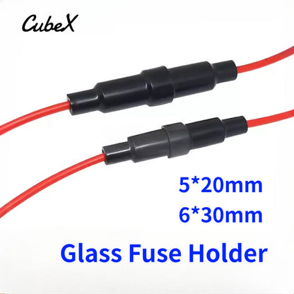 5Pcs Glass Fuse Holder 5×20mm/6×30mm High-Temperature Resistant Fuse Holder Screw Type with 16/18/20/22AWG Wire