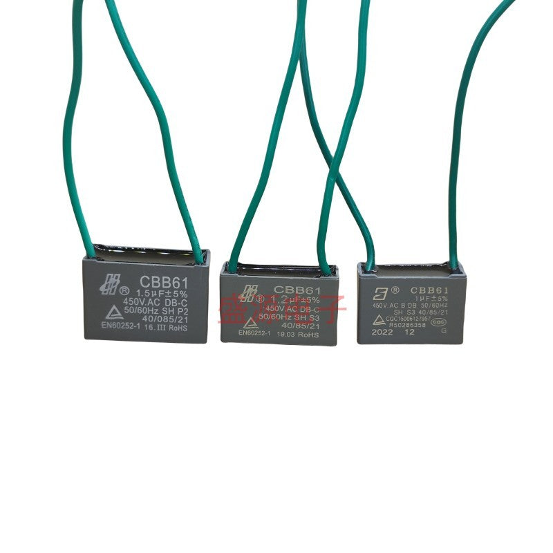 ‌Original CBB61 450V Capacitor 1UF 1.2UF 1.5UF 1.8UF 2UF 2.2UF 2.5UF 3UF 3.5UF 4UF 5UF 5.5UF 6UF 6.5UF 7UF 8UF 10UF for Fans, Range Hoods – Explosion-Proof Flame-Retardant