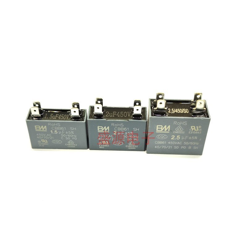 ‌Original BMBAI CBB61 450V AC Air Conditioning Fan Motor Starting Capacitor 4Pin 1UF/1.2UF/1.5UF/2UF/2.5UF/3UF/3.5UF/4UF/4.5UF/5UF/6UF