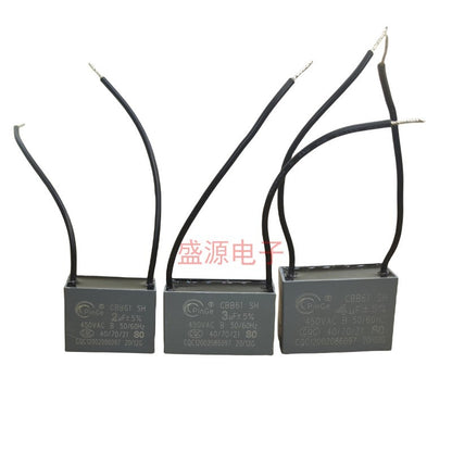 ‌Original CBB61 450V Capacitor 1UF 1.2UF 1.5UF 1.8UF 2UF 2.2UF 2.5UF 3UF 3.5UF 4UF 5UF 5.5UF 6UF 6.5UF 7UF 8UF 10UF for Fans, Range Hoods – Explosion-Proof Flame-Retardant