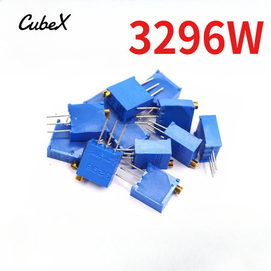 10/5Pcs 3296W Multi-Turn Precision Adjustable Potentiometer Top-Adjust Type 20R/100R/500R/1K/2K/3K/5K/20K/50K/100K/200K/500K/1M/2M