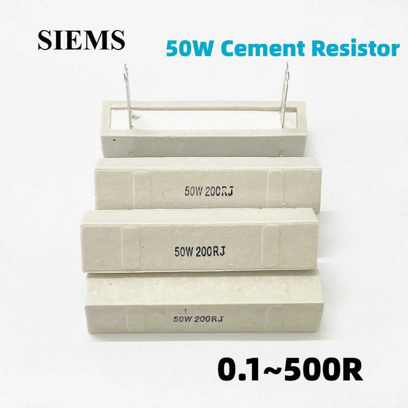 50W Cement Resistor High Power Ceramic cement Resistor 0.1/0.5/1/2/3/5/10/20/30/50/100/200/500 Ohm