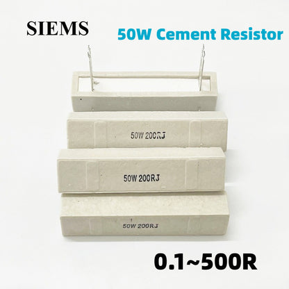 50W Cement Resistor High Power Ceramic cement Resistor 0.1/0.5/1/2/3/5/10/20/30/50/100/200/500 Ohm