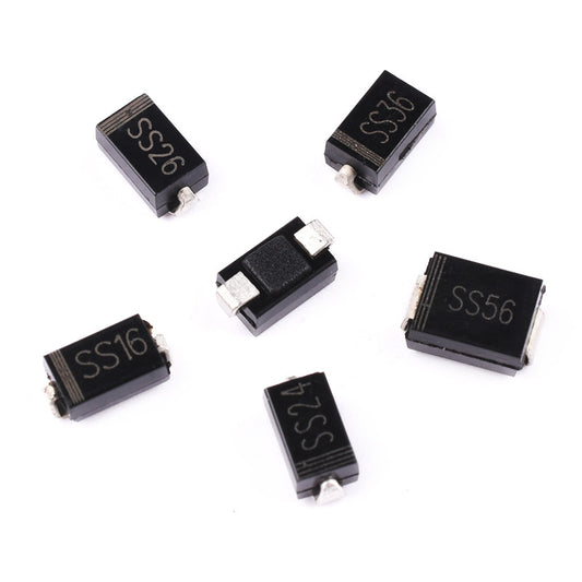 100Pcs SS12 SS14 SS24 SS26 SS36 SS54 SS110 M1 M2 M7 SMA Packages SMD Schottky Rectifier Diodes