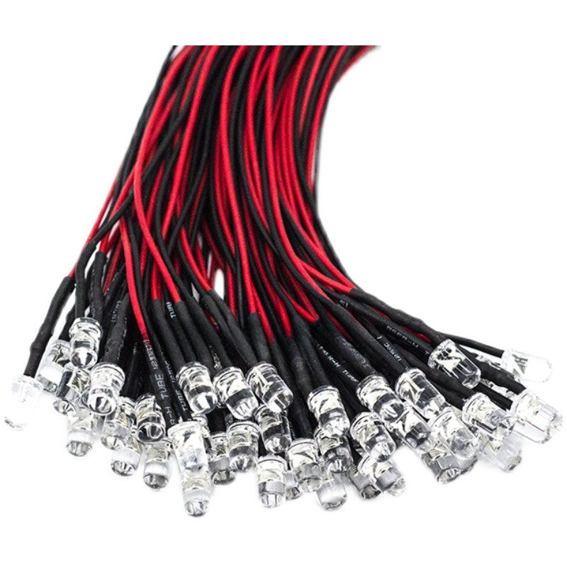 10Pcs 20cm 5MM LED with wire Ultra-Bright Light Emitting Diode 5V-12V for Model Decorations, Toy Cars & Indicator Lights