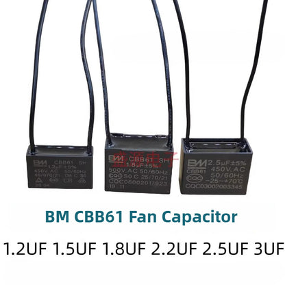 BM CBB61 Starting Capacitor for Fans, Exhaust Fans, Ceiling Fans, Floor Fans 1UF 1.2UF 1.5UF 1.8UF 2.5UF 3UF 4UF 5UF 6UF Motor Run Capacitor