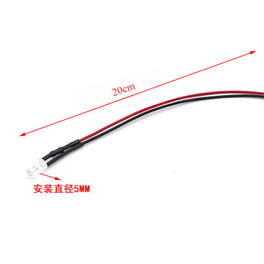 10Pcs 20cm 5MM LED with wire Ultra-Bright Light Emitting Diode 5V-12V for Model Decorations, Toy Cars & Indicator Lights