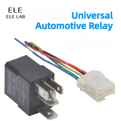 Universal Automotive Relay 4Pin 5Pin 40A 12V 24V with Socket Relay for Car Fuel Pump, Spray Lights, Air Conditioning Fan, Fog Lights and Electrical Systems