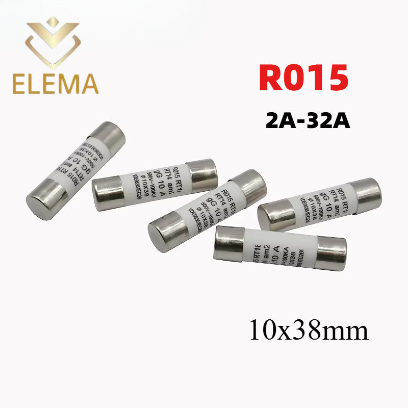 Ceramic Fuse R015 Fuse 0.5A 500V 2A/3A/4A/5A/6A/8A/10A/16A/20A/25A/32A 10*38mm RT18 RO15 Ceramic Fuse