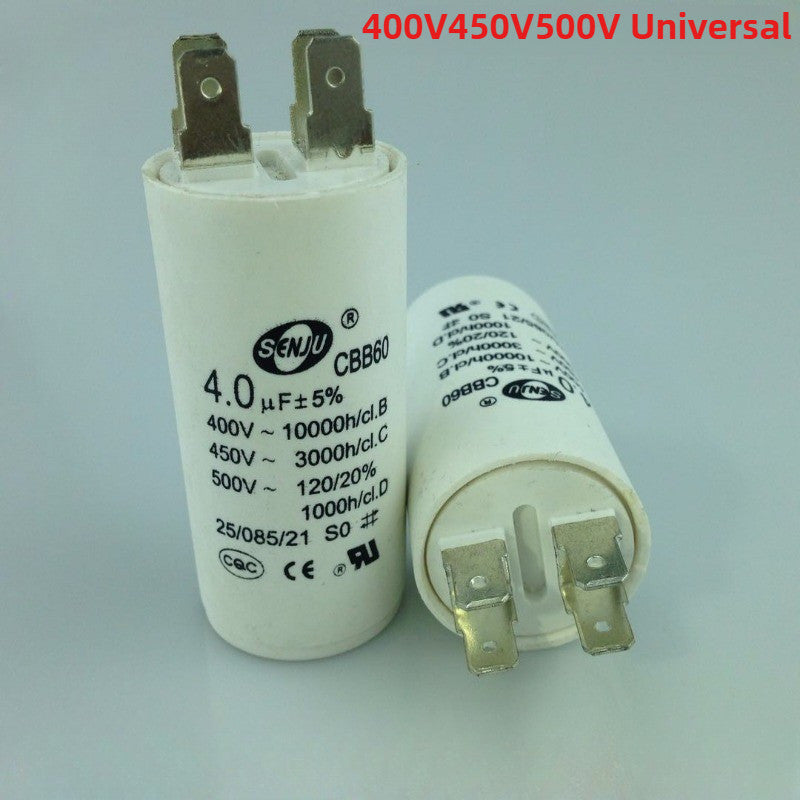 CBB60 Capacitor 450VAC 4Pin Double Insert 50/60HZ Electric Replacement Start Run Capacitor for Air Compressor Water Pump Motor