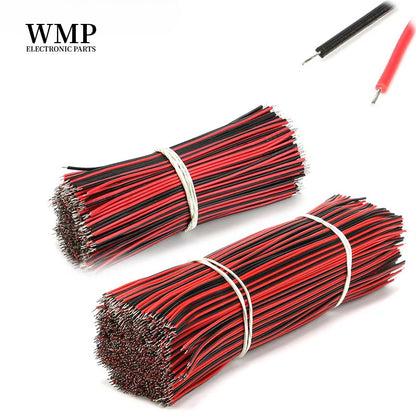 50Pcs Tin-Plated PCB Soldering Wire Cable 24AWG 8/15cm Jumper Wire Cable Tin Conductor Wires Connector Wire Red Black Abreast Line