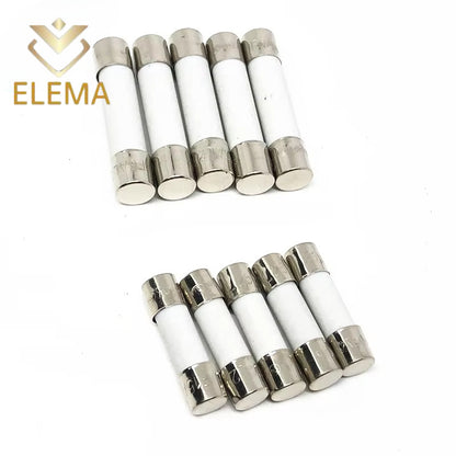 100PCS 5*20mm 6*30mm Ceramic Fuse 0.5A-30A Fast Blow Ceramic Fuse 1A 2A 3A 4A 5A 6A 6.3A 8A 10A 15A 20A 25A Fuse 250V