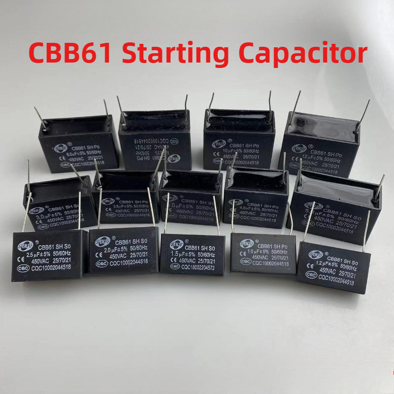 CBB61 Air Conditioning Capacitor 450V Fan Starting Capacitor 1uf/1.5uf/2uf/2.5uf/3uf/3.5uf/4uf/4.5uf/5uf/6uf/8uf/10uf/12uf