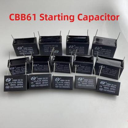 CBB61 Air Conditioning Capacitor 450V Fan Starting Capacitor 1uf/1.5uf/2uf/2.5uf/3uf/3.5uf/4uf/4.5uf/5uf/6uf/8uf/10uf/12uf