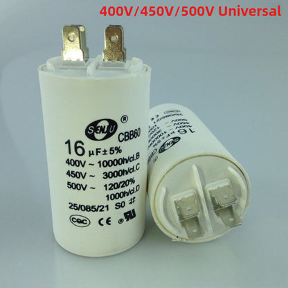 CBB60 Capacitor 450VAC 4Pin Double Insert 50/60HZ Electric Replacement Start Run Capacitor for Air Compressor Water Pump Motor