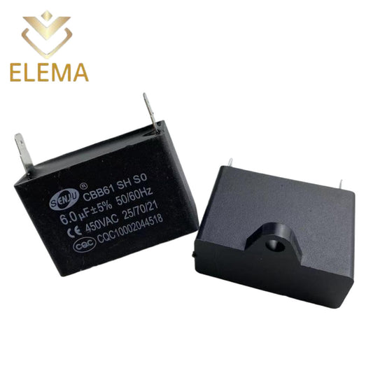 CBB61 Air Conditioner Fan Start Capacitor 450V 1UF/1.5UF/2UF/3UF/4UF/5UF/6UF/8UF/10UF/12UF 2 pin start capacitor Fan Capacitor