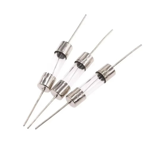 20Pcs 5*20mm Axial Glass Fuse Tube 250V with Lead Wire 2A 5A 8A 10A 12A 15A Induction Cooker Fuse