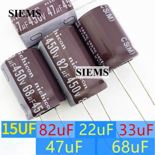 New Original Aluminum Electrolytic Capacitor 450V 15UF 22UF 33UF 47UF 68UF 82UF Capacitor 13x20/16x25/18x25/18x30mm